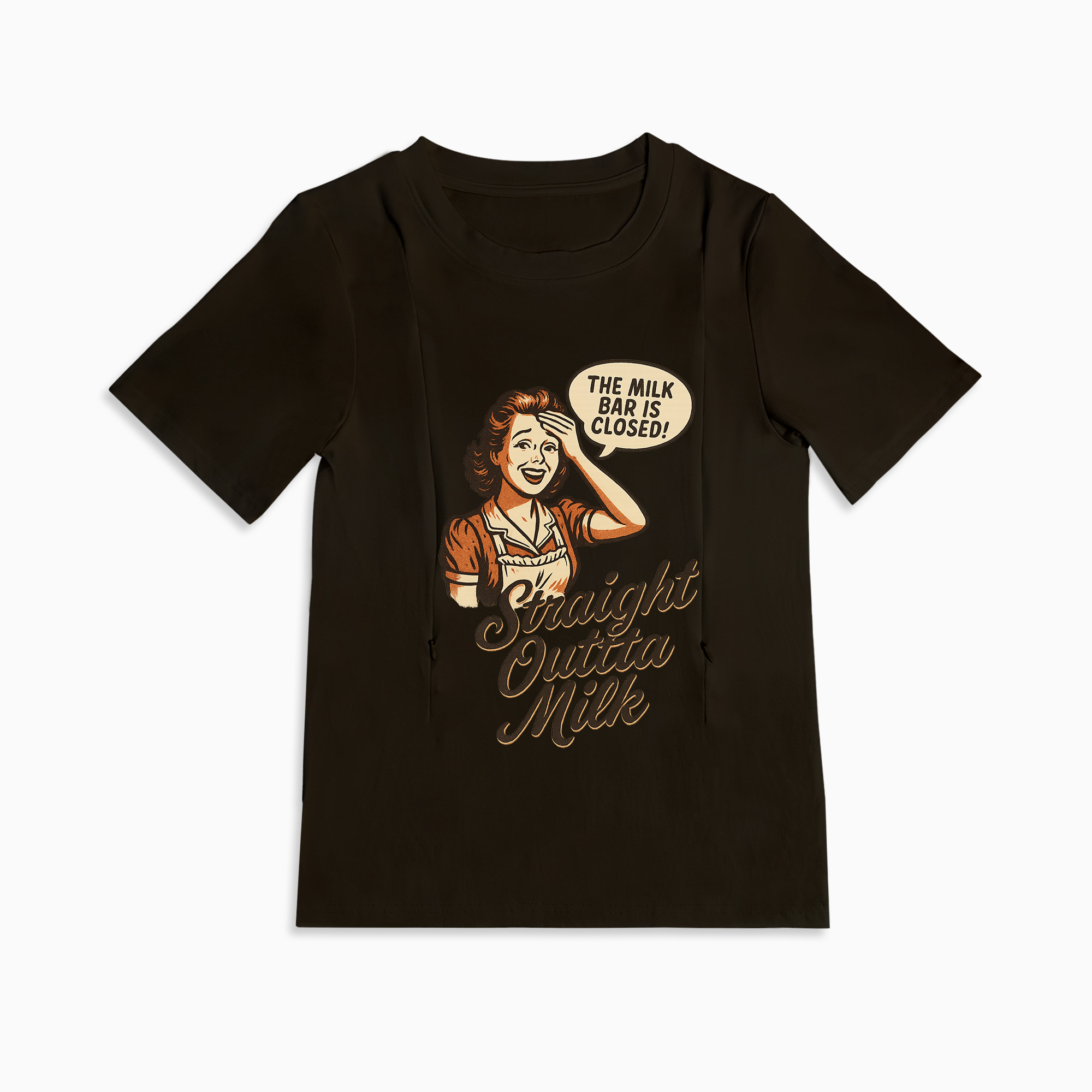 New Mom Gift | Straight Outta Milk Nursing T-Shirt with Zipper Access