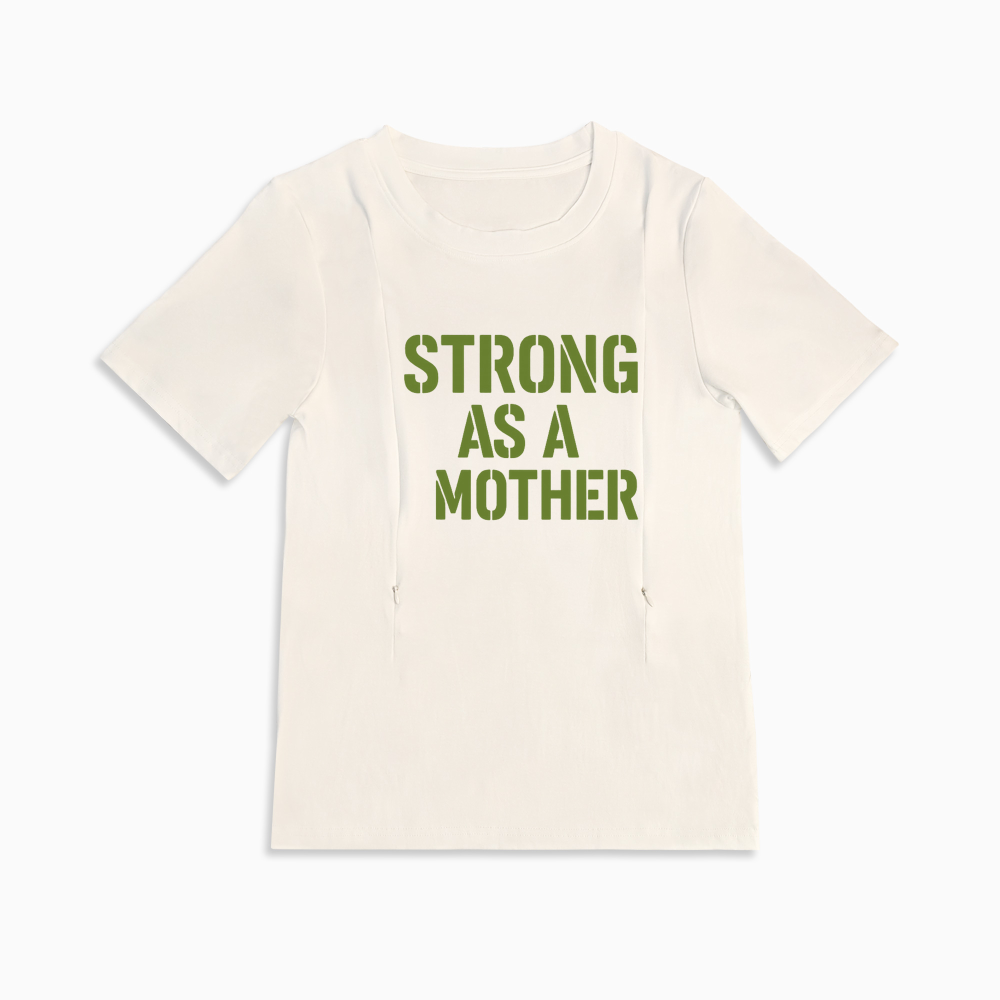 Cotton Nursing T-Shirt | Strong as a Mother | Discreet Side Zippers