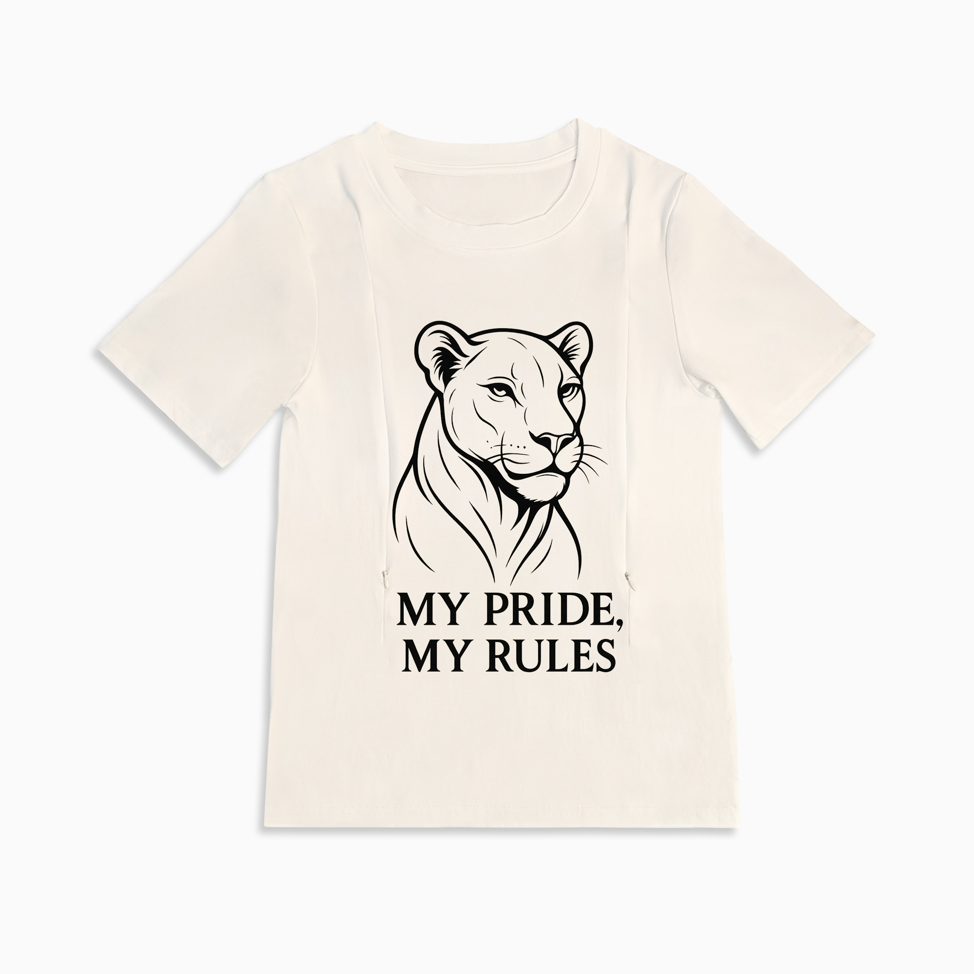 Breastfeeding T-Shirt for New Moms | "My Baby My Rules" | Side Zip