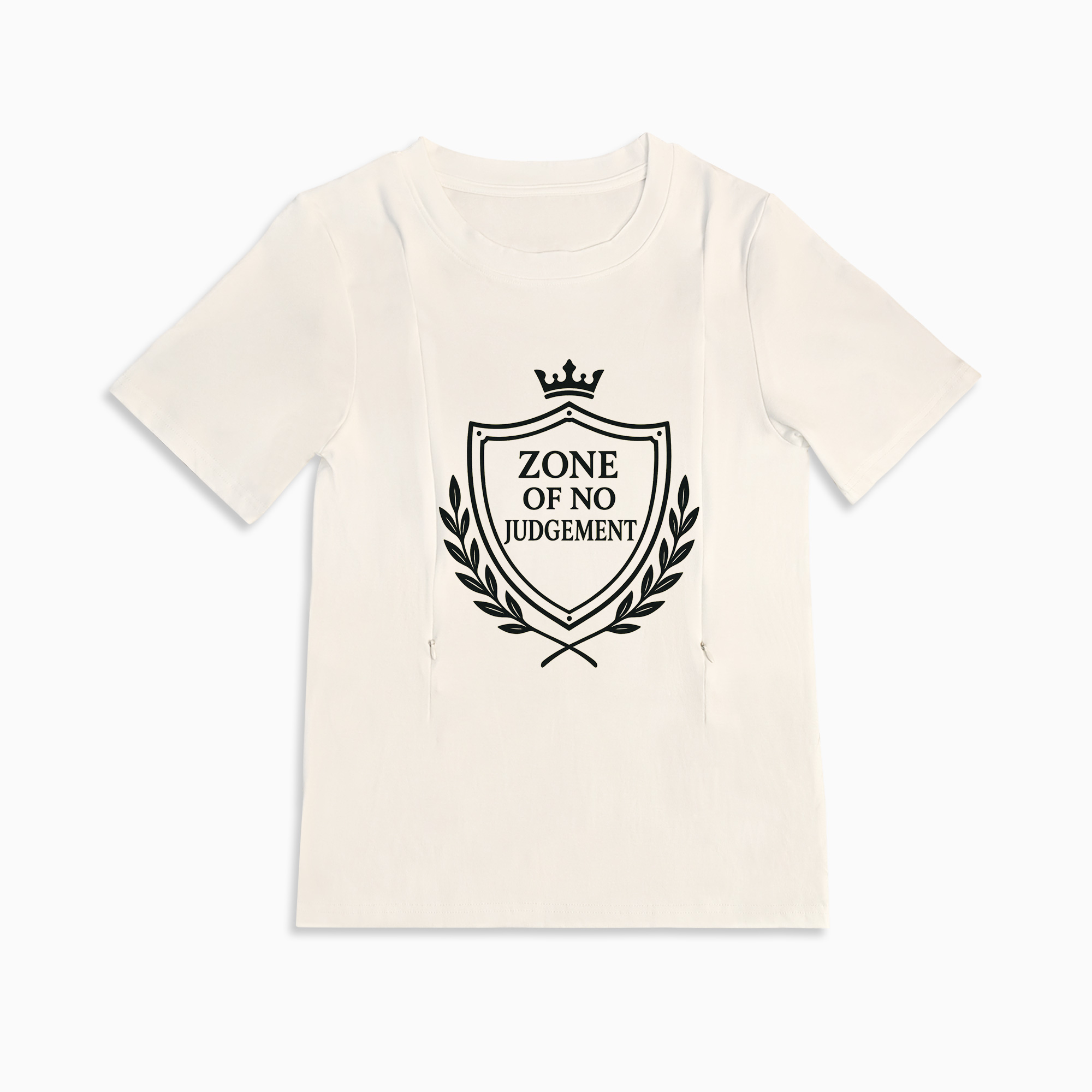 Breastfeeding T-Shirt for New Moms | "No Judgement Zone" | Side Zip