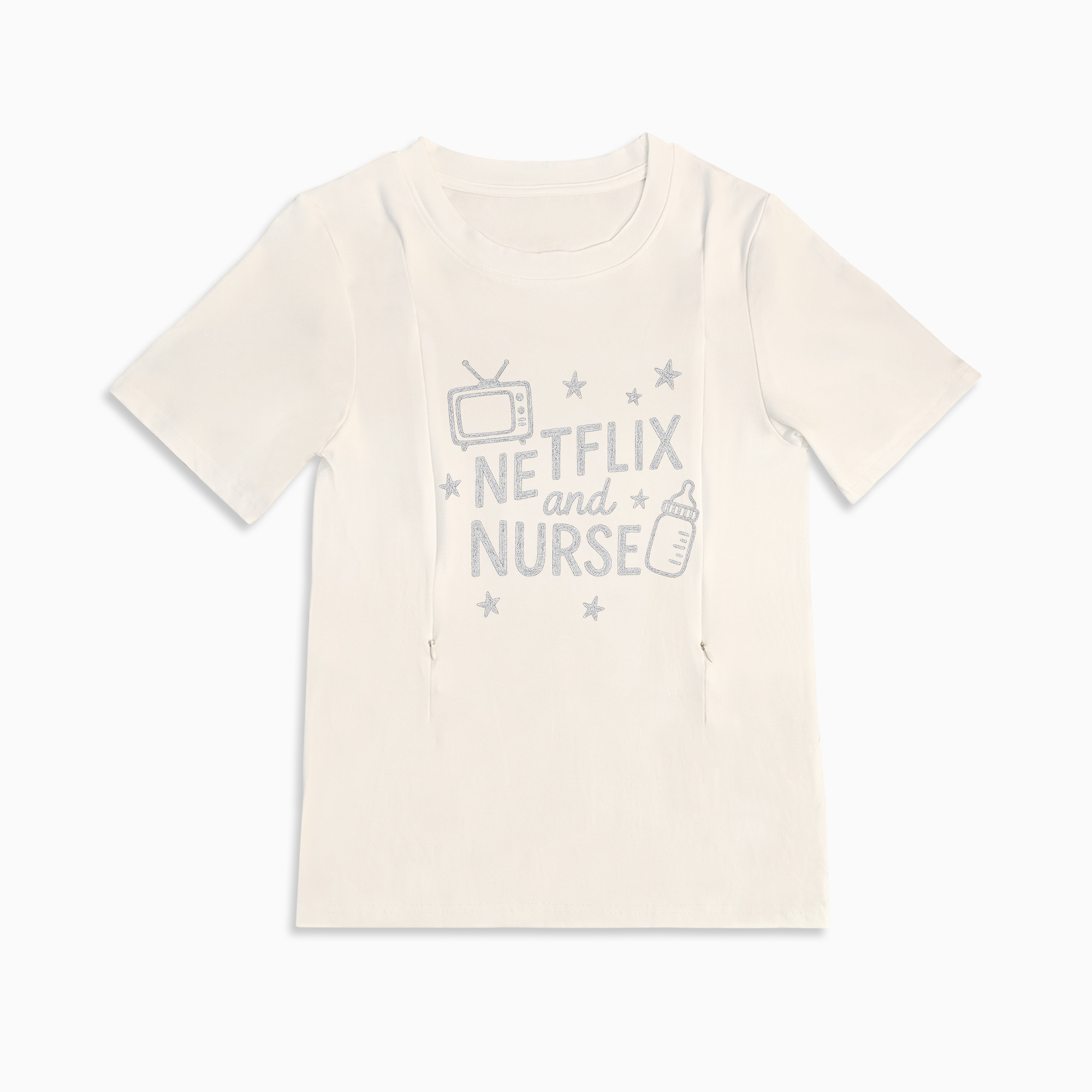 New Mom Gift | Netflix and Nurse Nursing T-Shirt with Zipper Access