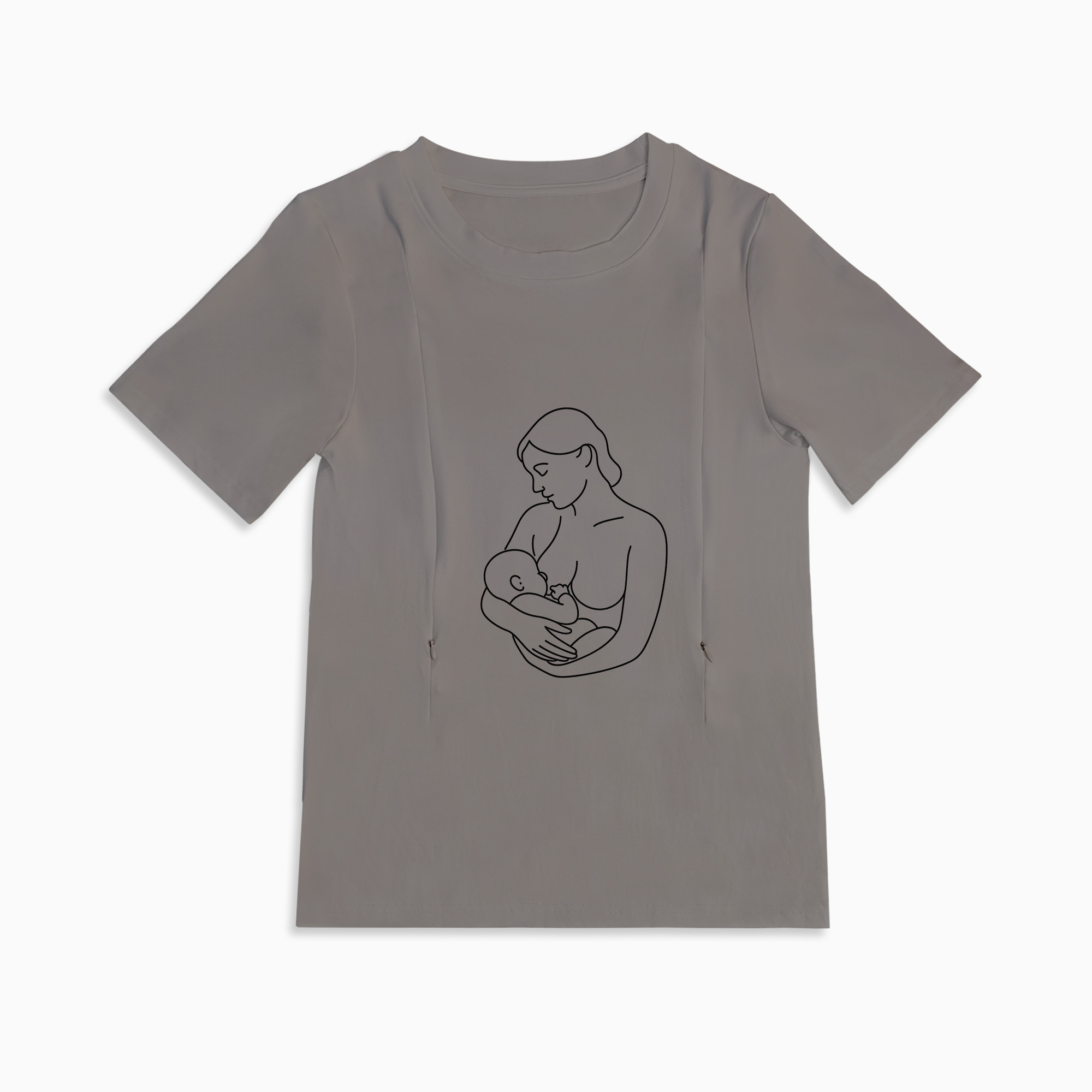 Totkeeps Zipper Nursing Tee | "Breastfeeding Mama" Slogan | 95% Cotton