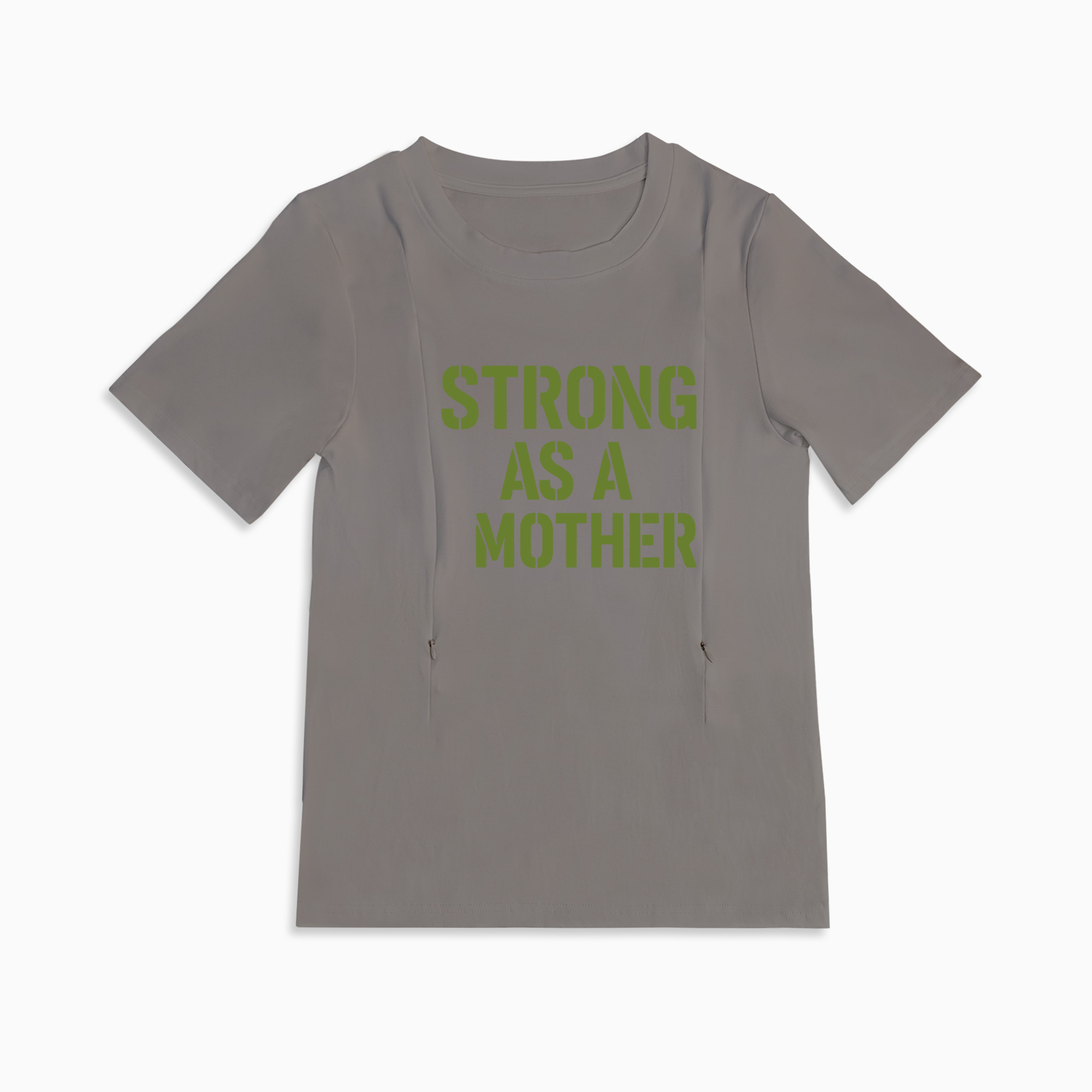 Cotton Nursing T-Shirt | Strong as a Mother | Discreet Side Zippers