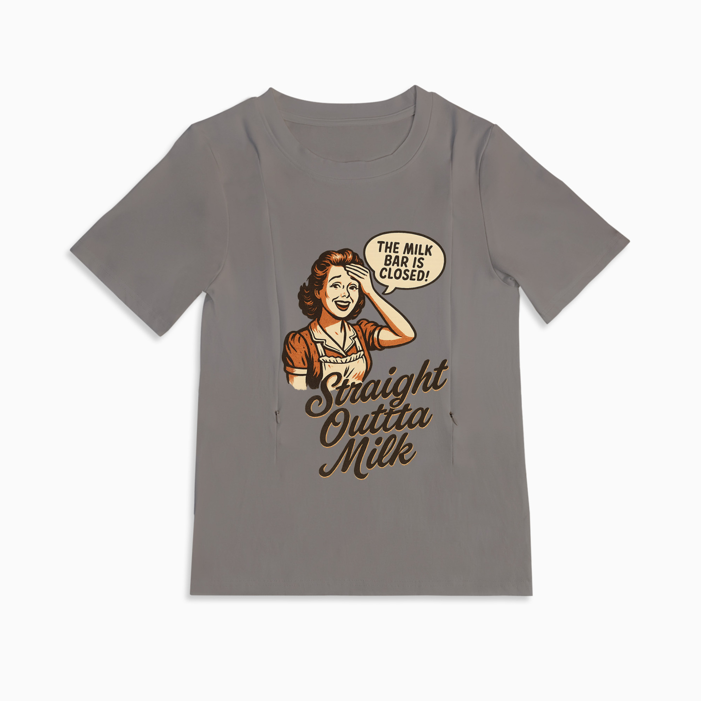 New Mom Gift | Straight Outta Milk Nursing T-Shirt with Zipper Access
