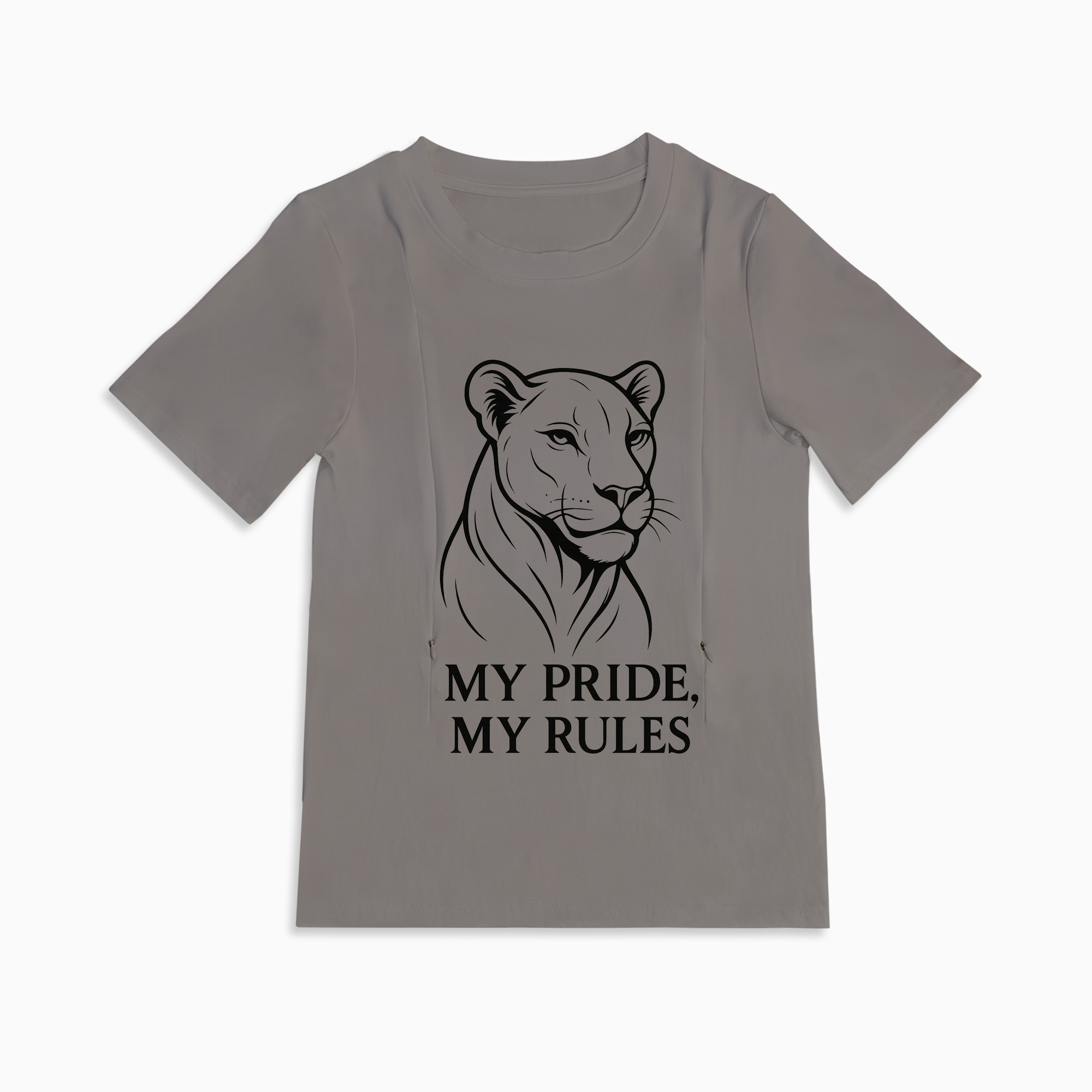 Breastfeeding T-Shirt for New Moms | "My Baby My Rules" | Side Zip