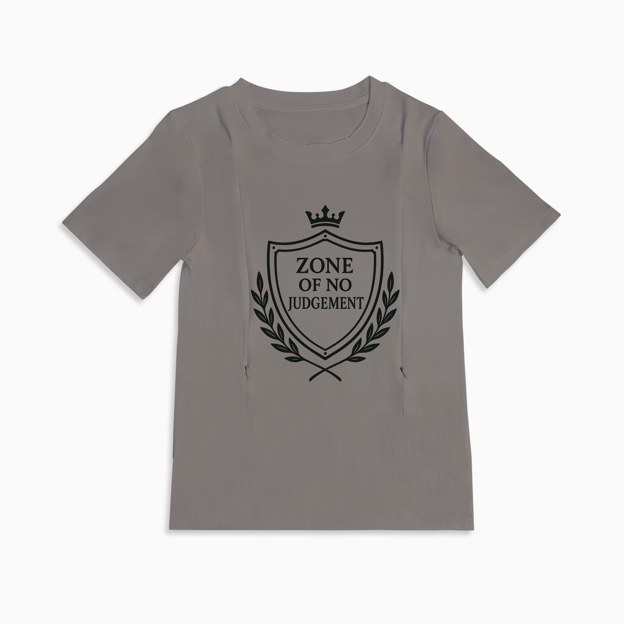 Breastfeeding T-Shirt for New Moms | "No Judgement Zone" | Side Zip