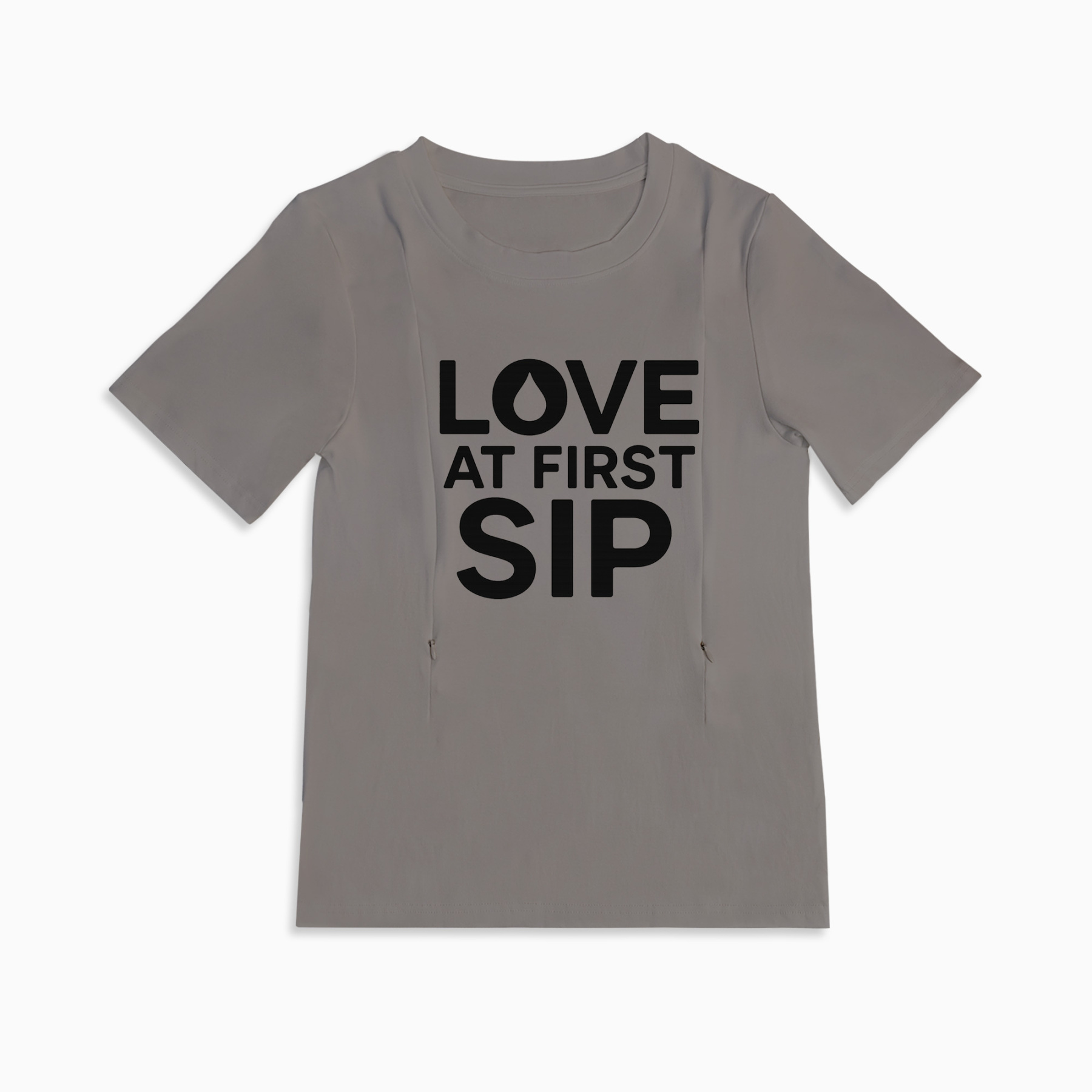 Soft Cotton Breastfeeding Shirt | "Love at First Sip" | Hidden Zippers