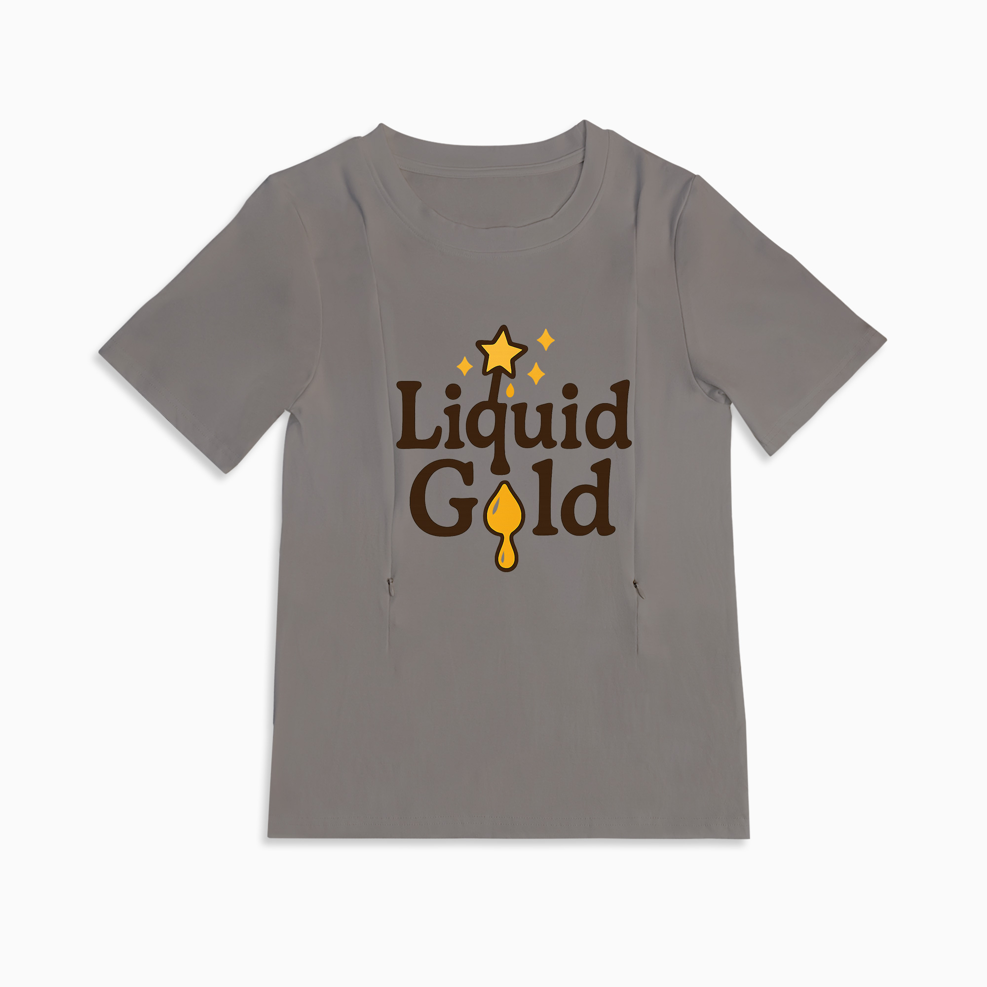 Totkeeps Mama's Liquid Gold Tee | Cotton Nursing Shirt With Zippers