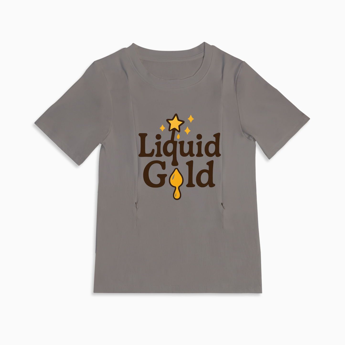 Totkeeps Mama's Liquid Gold Tee | Cotton Nursing Shirt With Zippers