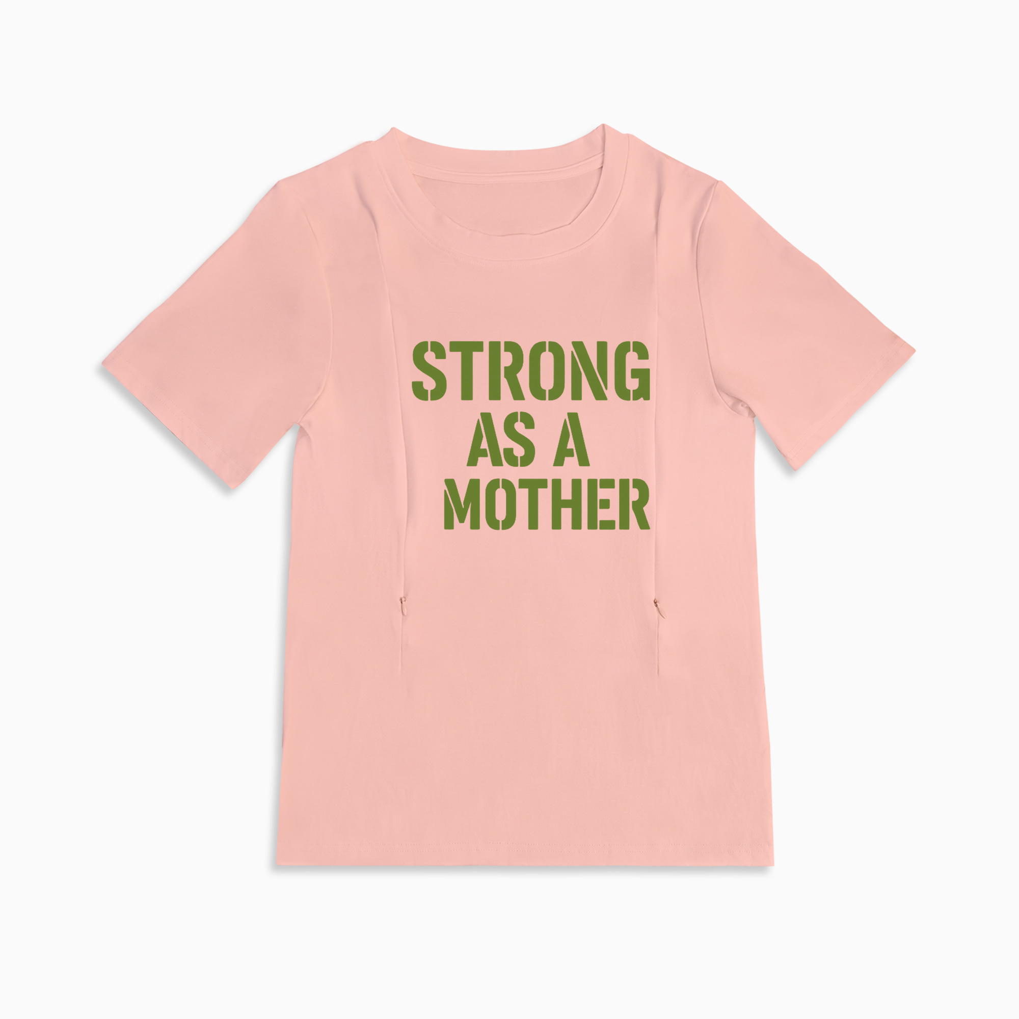 Cotton Nursing T-Shirt | Strong as a Mother | Discreet Side Zippers