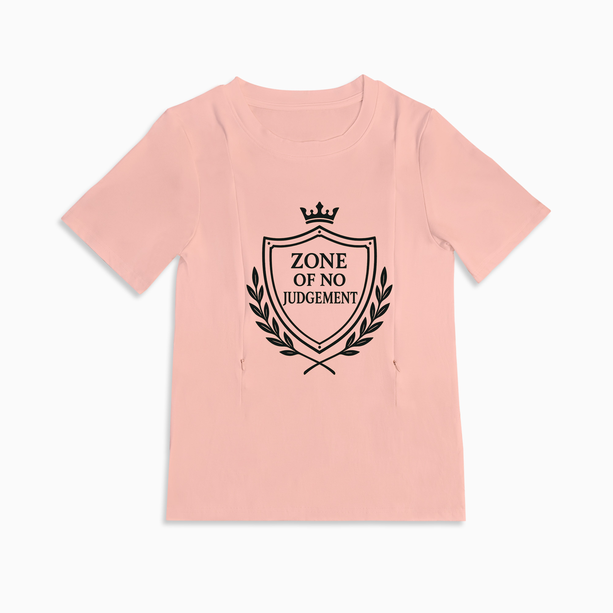Breastfeeding T-Shirt for New Moms | "No Judgement Zone" | Side Zip
