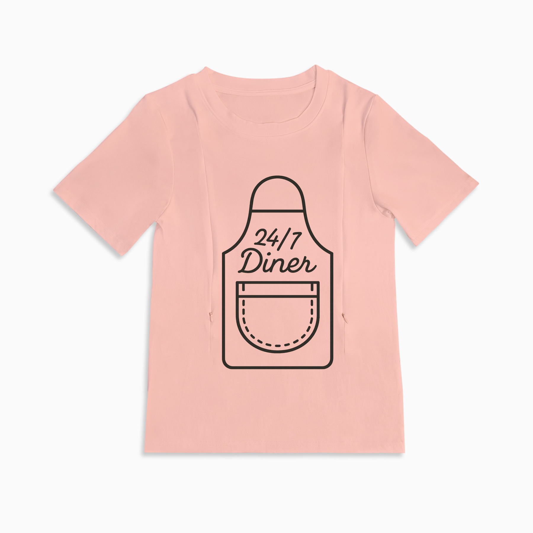Breastfeeding T-Shirt with Zippers | 24/7 Diner | 95% Cotton