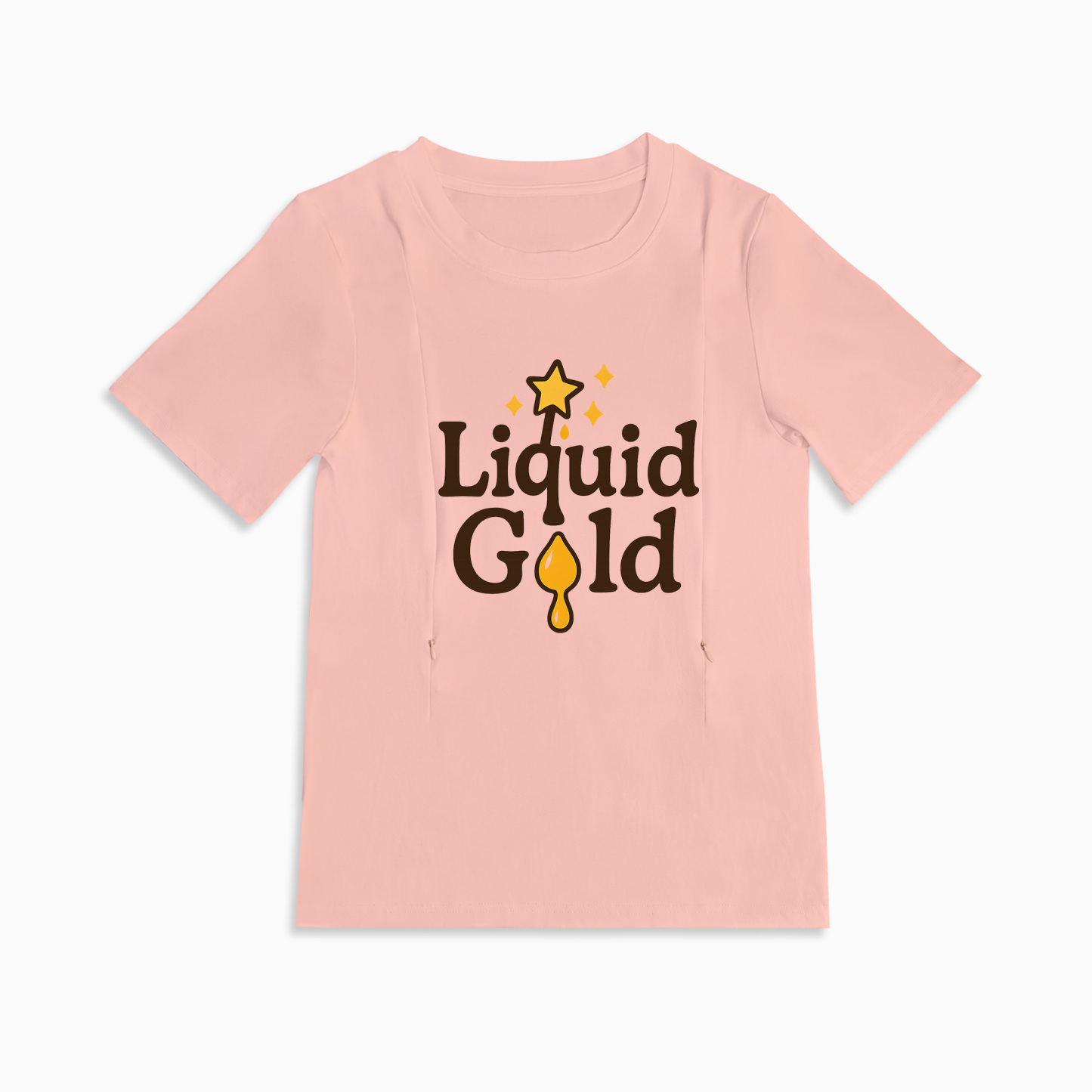 Totkeeps Mama's Liquid Gold Tee | Cotton Nursing Shirt With Zippers