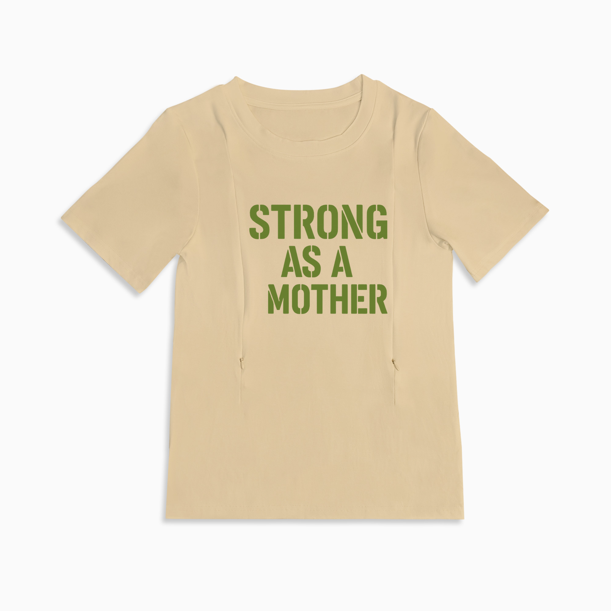 Cotton Nursing T-Shirt | Strong as a Mother | Discreet Side Zippers