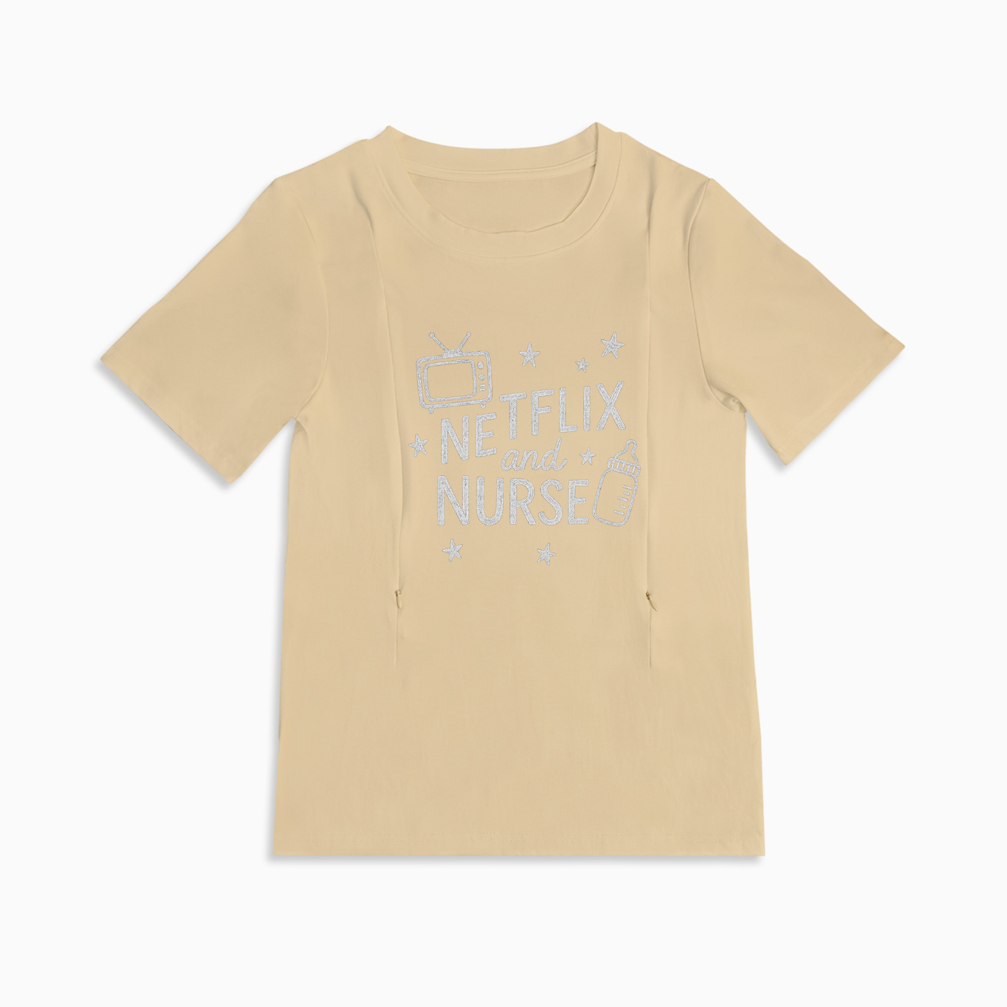 New Mom Gift | Netflix and Nurse Nursing T-Shirt with Zipper Access