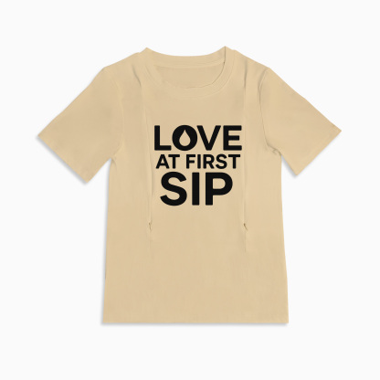 Soft Cotton Breastfeeding Shirt | "Love at First Sip" | Hidden Zippers