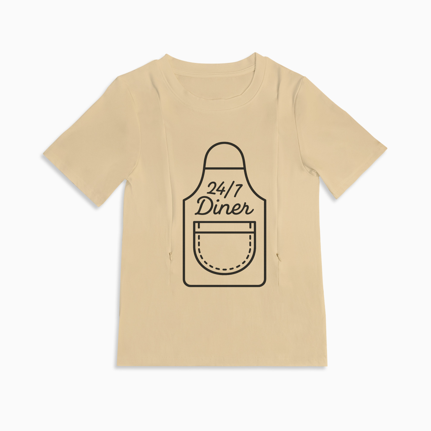 Breastfeeding T-Shirt with Zippers | 24/7 Diner | 95% Cotton