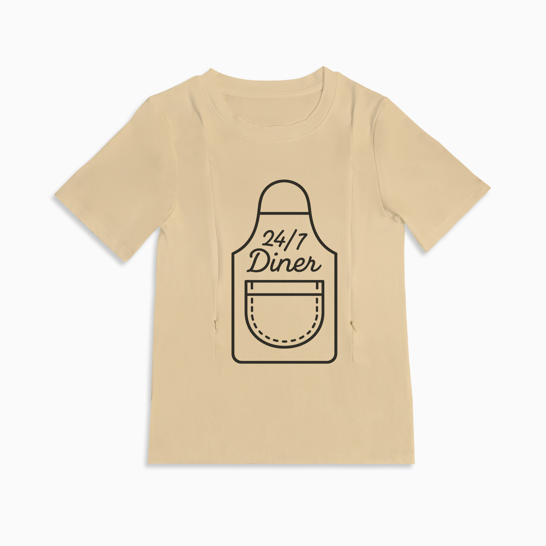 Breastfeeding T-Shirt with Zippers | 24/7 Diner | 95% Cotton