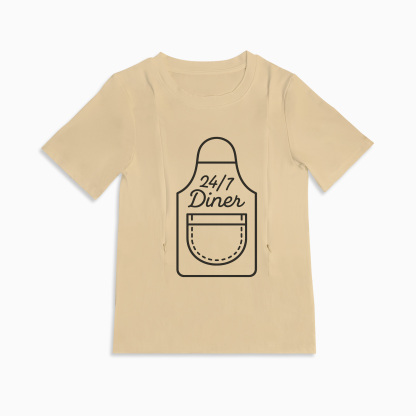 Breastfeeding T-Shirt with Zippers | 24/7 Diner | 95% Cotton