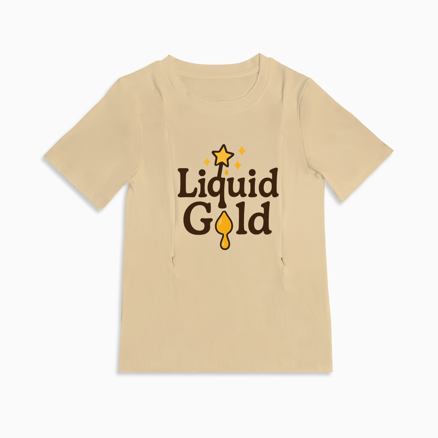 Totkeeps Mama's Liquid Gold Tee | Cotton Nursing Shirt With Zippers