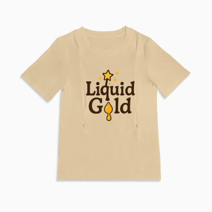 Totkeeps Mama's Liquid Gold Tee | Cotton Nursing Shirt With Zippers