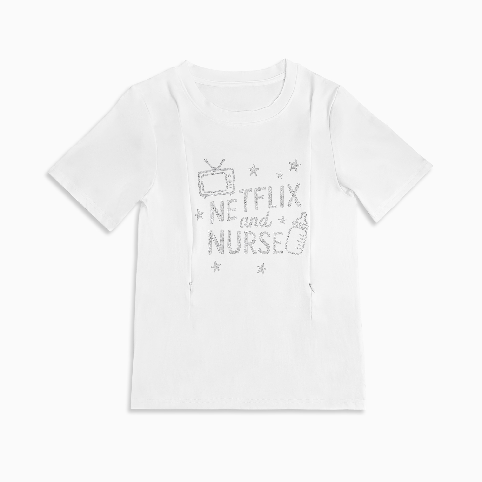 New Mom Gift | Netflix and Nurse Nursing T-Shirt with Zipper Access
