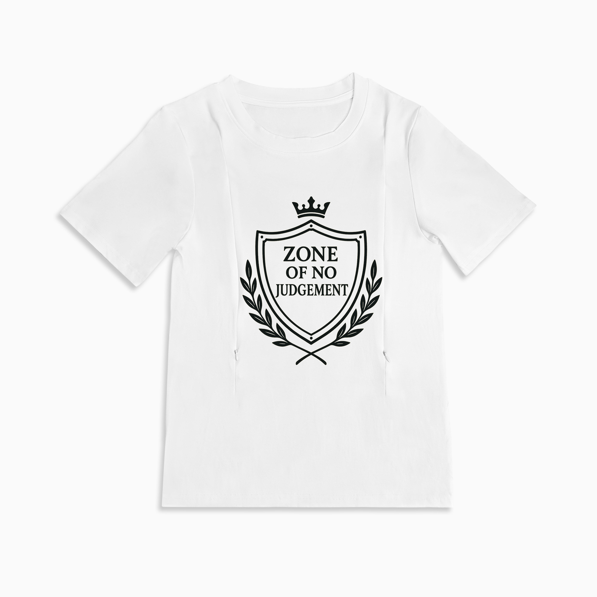 Breastfeeding T-Shirt for New Moms | "No Judgement Zone" | Side Zip