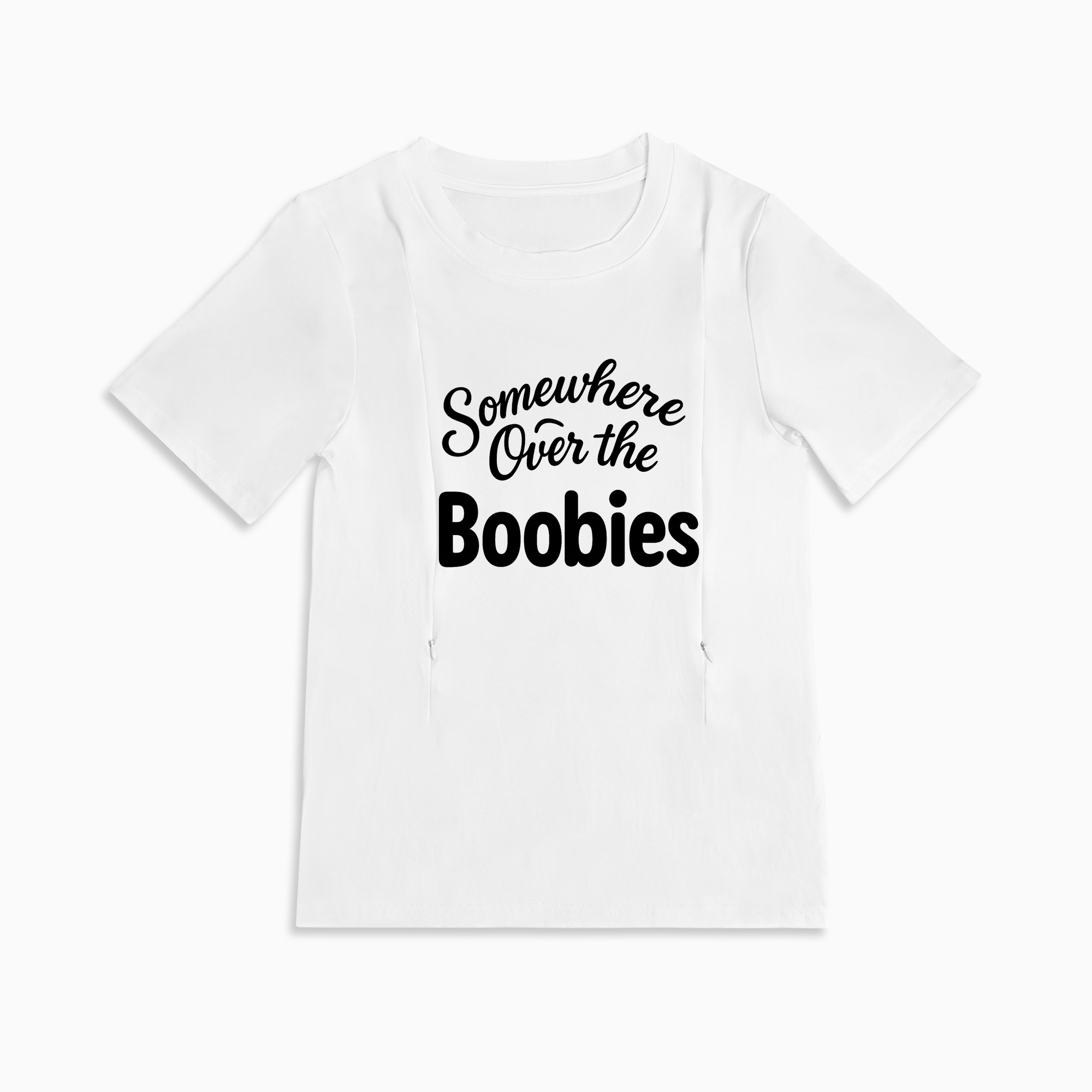 Funny Breastfeeding T-Shirt for Moms | "Somewhere Over the Boobies"