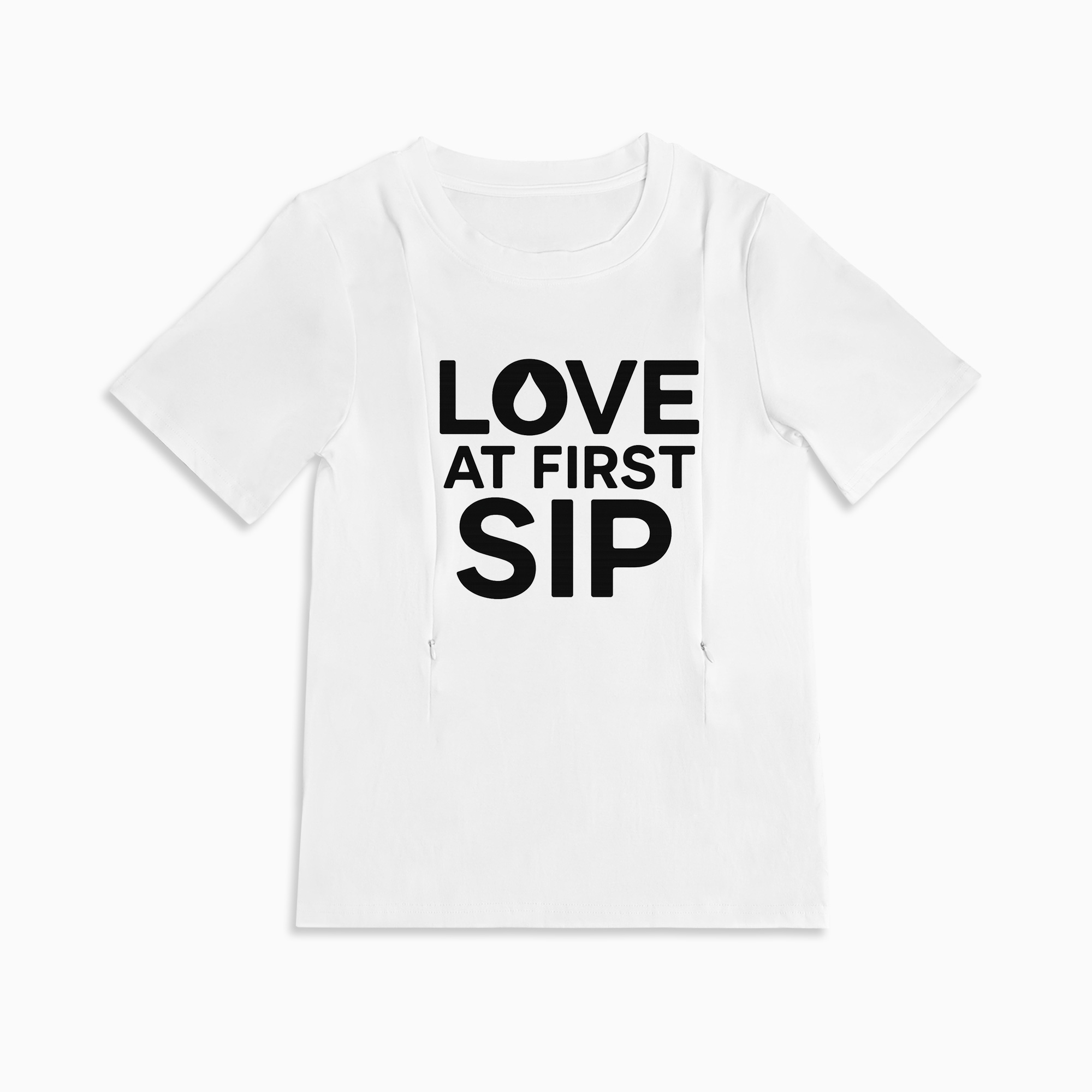 Soft Cotton Breastfeeding Shirt | "Love at First Sip" | Hidden Zippers