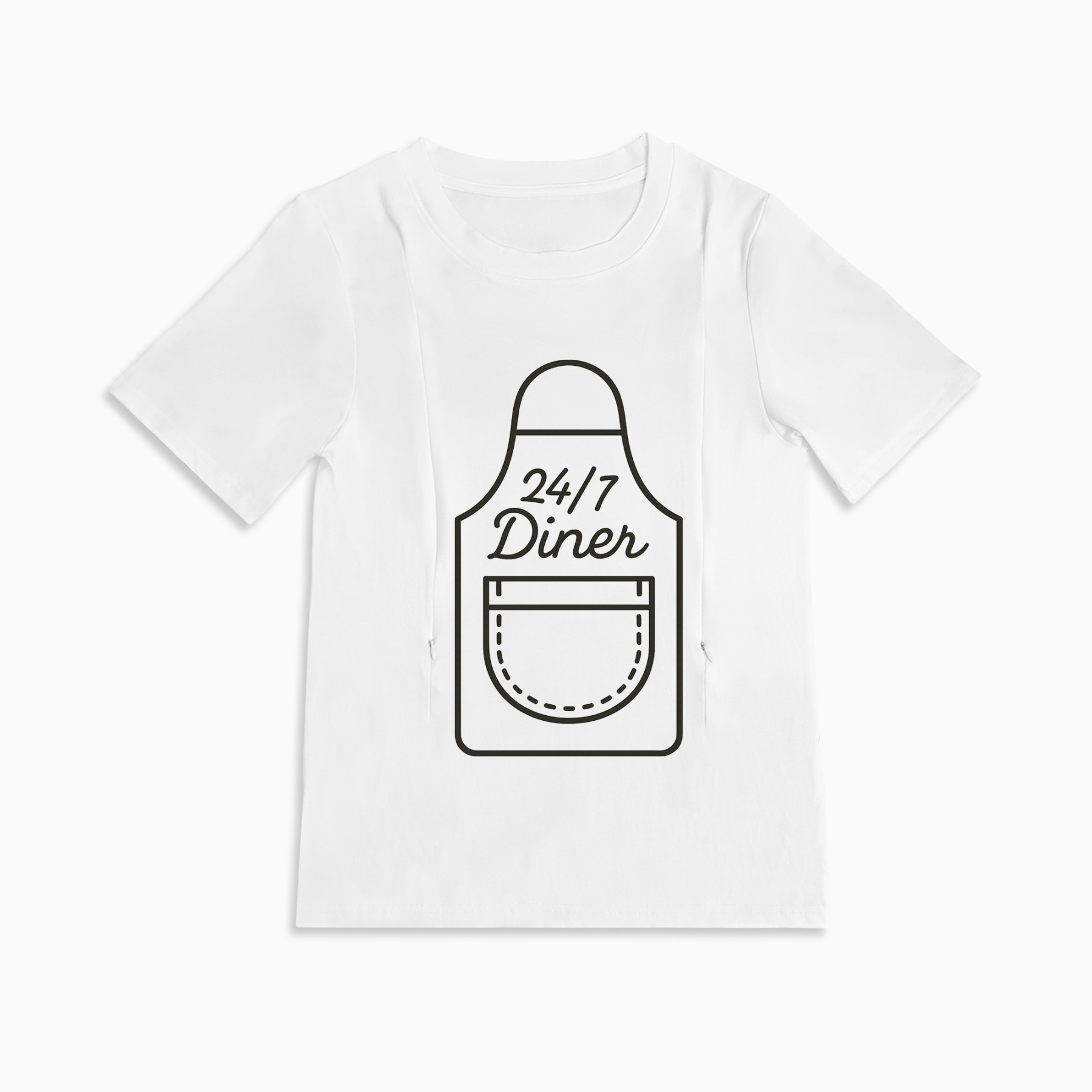 Breastfeeding T-Shirt with Zippers | 24/7 Diner | 95% Cotton