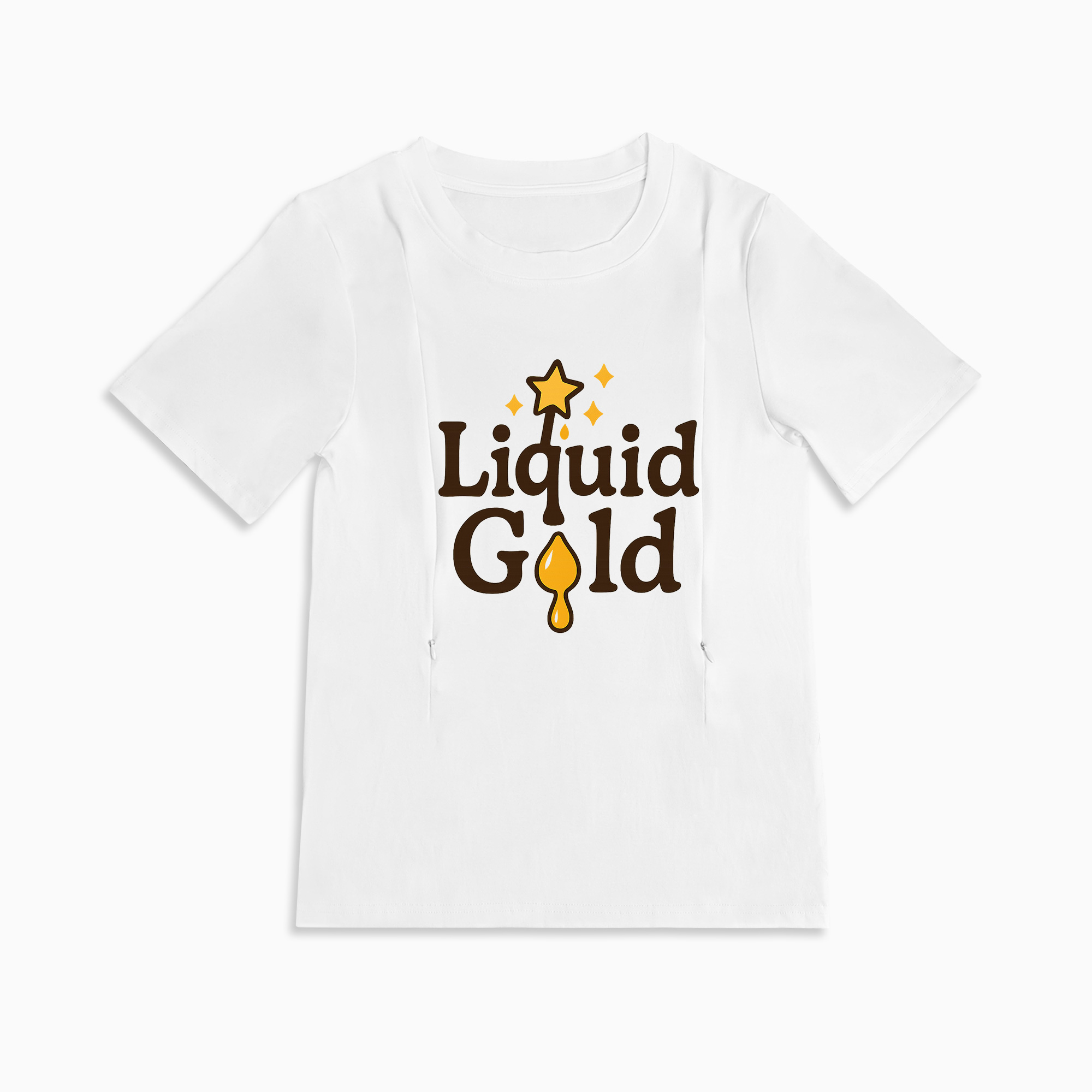 Totkeeps Mama's Liquid Gold Tee | Cotton Nursing Shirt With Zippers