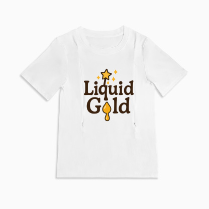 Totkeeps Mama's Liquid Gold Tee | Cotton Nursing Shirt With Zippers
