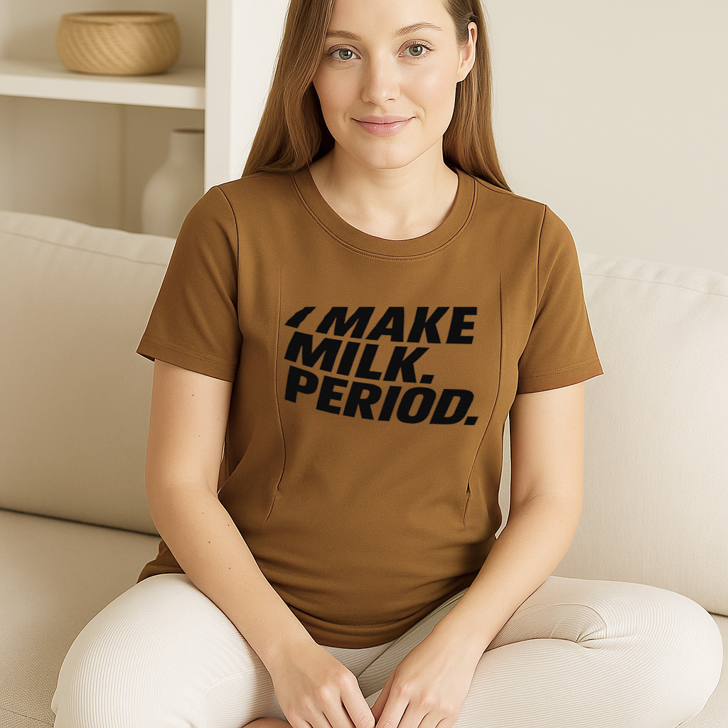 Cotton Nursing T-Shirt | Funny "I Make Milk" Slogan | T | brand