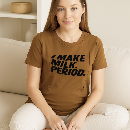 Cotton Nursing T-Shirt | Funny "I Make Milk" Slogan | T | brand