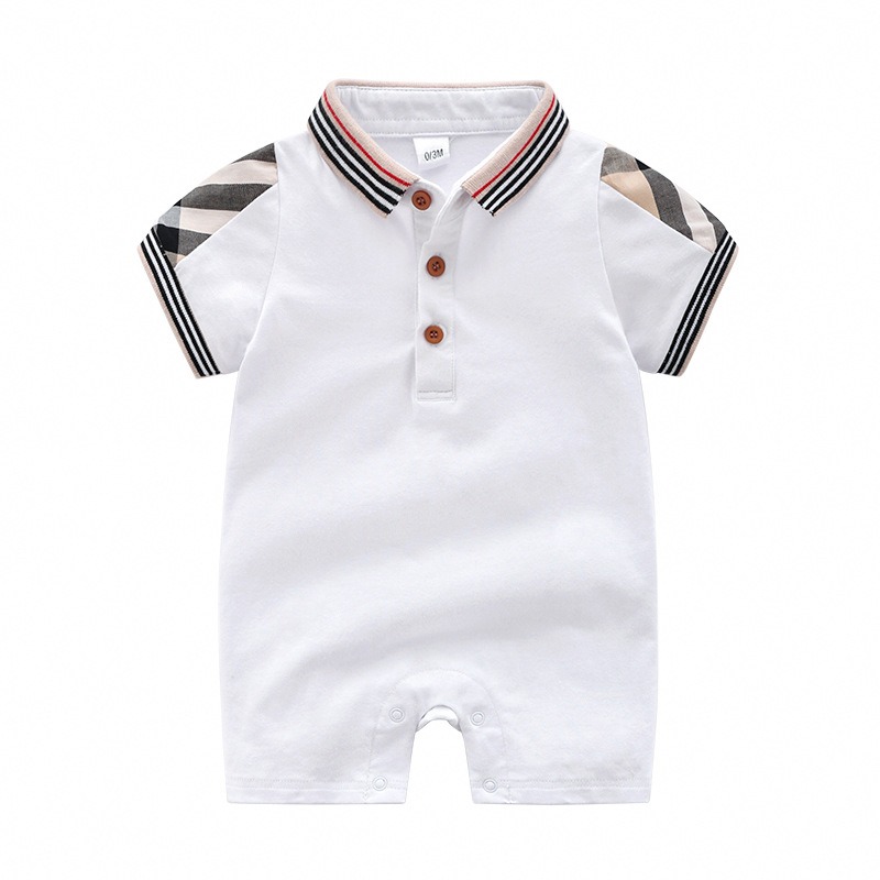 Baby Boy Collar Short-Sleeve Bonded Jumpsuits