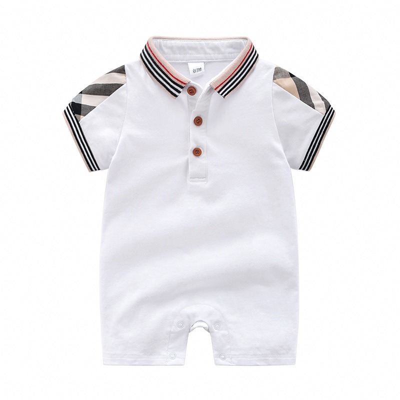Baby Boy Collar Short-Sleeve Bonded Jumpsuits