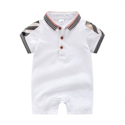 Baby Boy Collar Short-Sleeve Bonded Jumpsuits