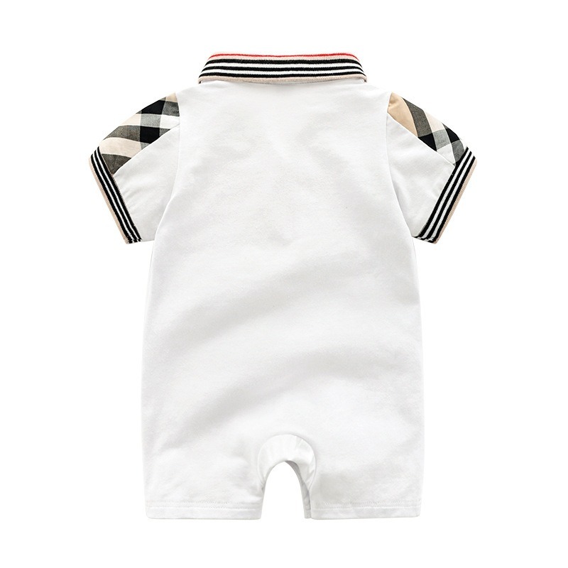 Baby Boy Collar Short-Sleeve Bonded Jumpsuits