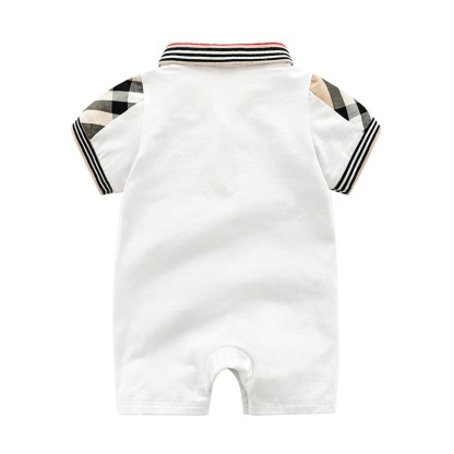 Baby Boy Collar Short-Sleeve Bonded Jumpsuits