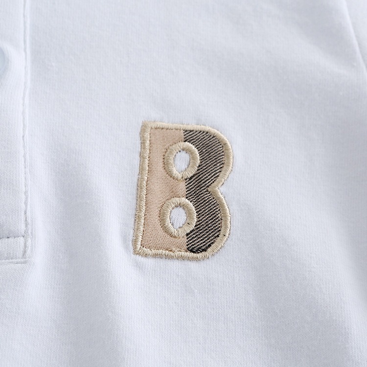 Baby Boy Embroidered Letter Short-Sleeve Jumpsuits