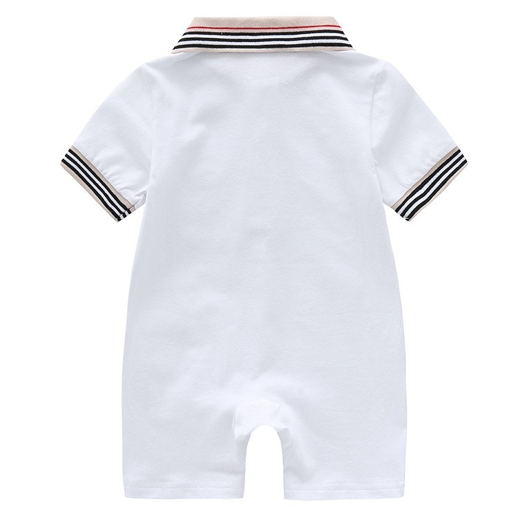 Baby Boy Embroidered Letter Short-Sleeve Jumpsuits