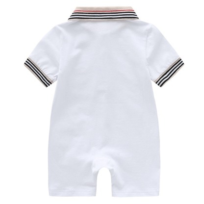 Baby Boy Embroidered Letter Short-Sleeve Jumpsuits