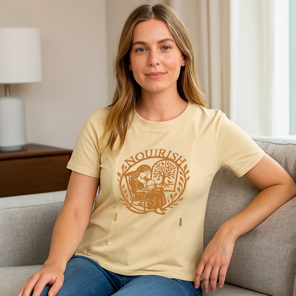 Postpartum T-Shirt for Nursing | Nourish Slogan | Zippe | brand