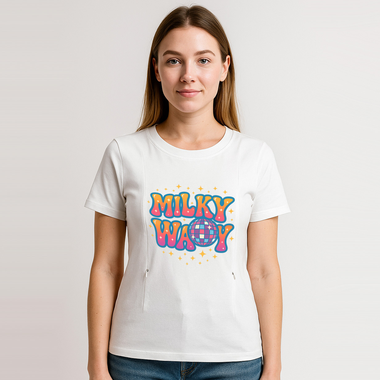 Side Zipper Breastfeeding Top | "The Milky Way" Funny M | brand