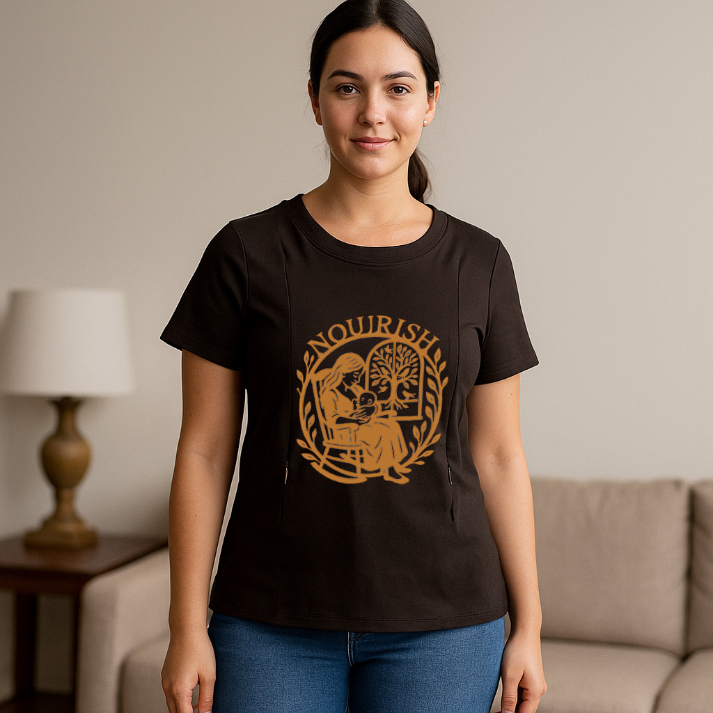 Postpartum T-Shirt for Nursing | Nourish Slogan | Zippe | brand