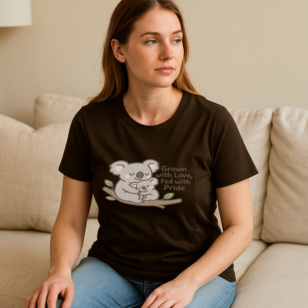 Breastfeeding T-Shirt with Side Zippers | "Grown with L | brand