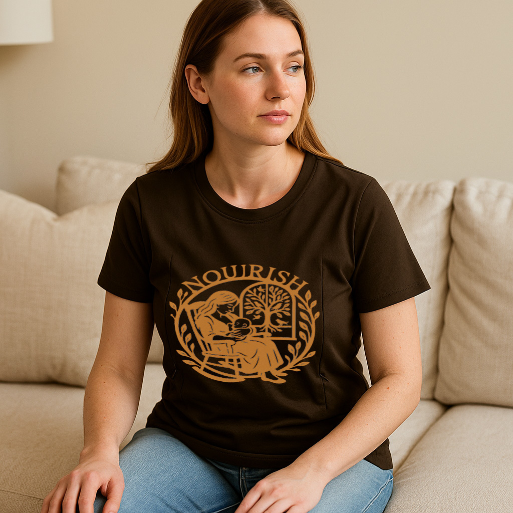 Postpartum T-Shirt for Nursing | Nourish Slogan | Zippe | brand