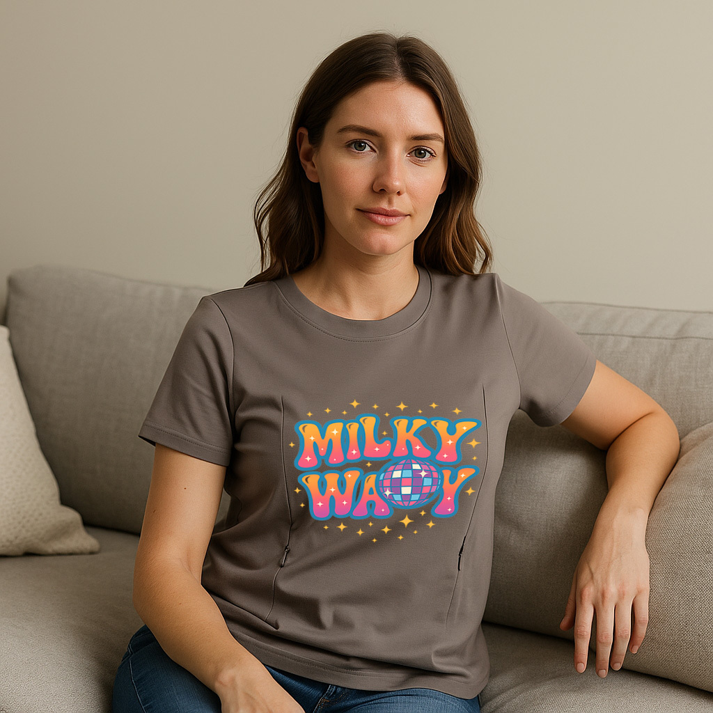 Side Zipper Breastfeeding Top | "The Milky Way" Funny M | brand