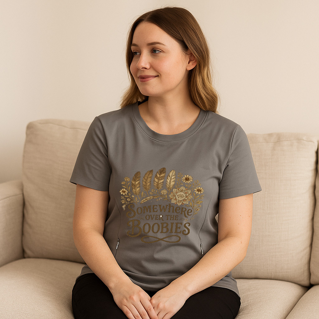 Side Zipper Breastfeeding Top | "Somewhere Over the Boo | brand