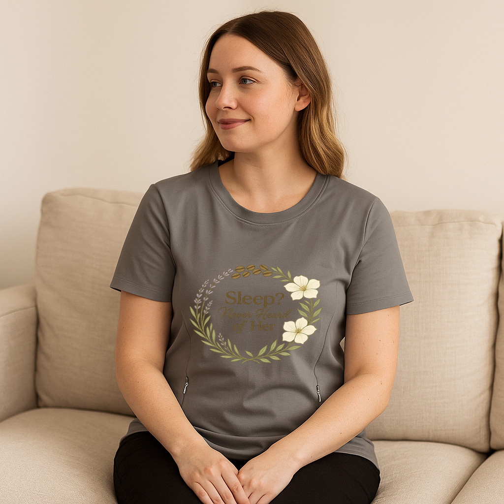 Zipper Nursing Top for Breastfeeding | Funny "Sleep" Sl | brand